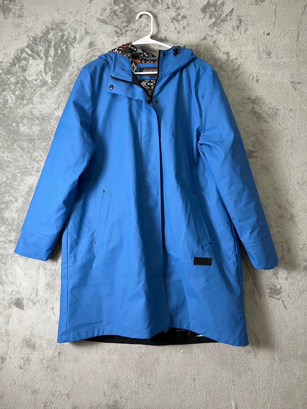 Pendleton Victoria Rain Slicker Women’s Blue Hooded Southwestern Lined Coat XXL